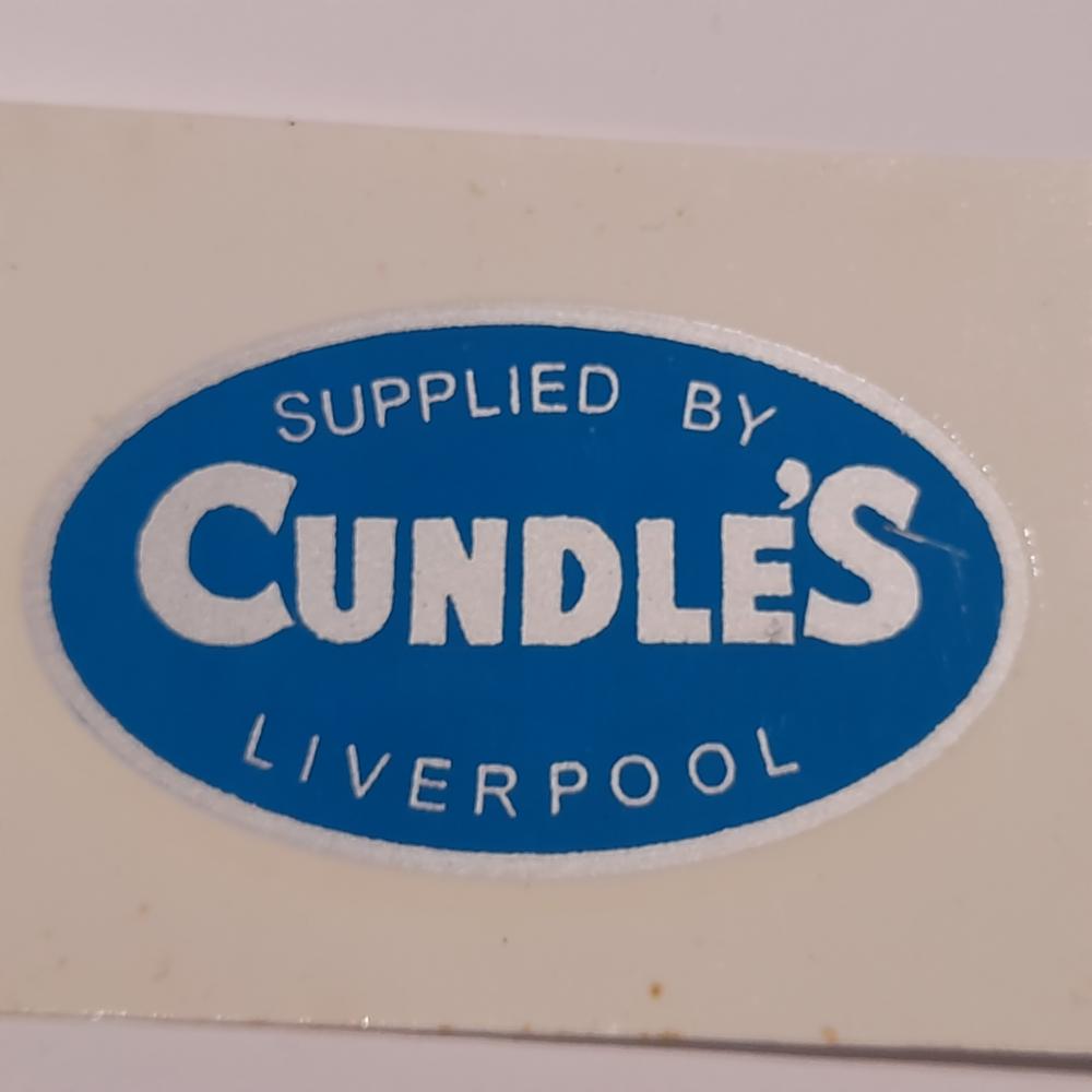 Motorcycle, waterslide transfer, dealer decals, Cundles Liverpool 